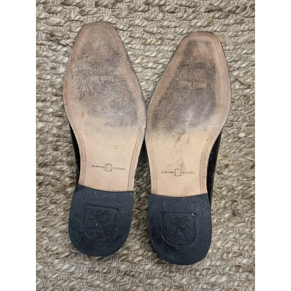 Stacy Adams Crocodile Print Leather Slip-On Black Dress Shoes Men’s 10.5 M